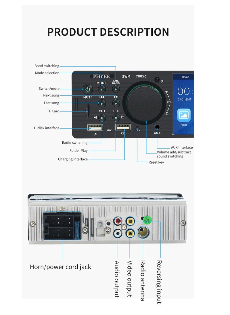 SWM - Car MP5 Player 4 inch Touch Screen Version Dual USB Smart Bluetooth Radio Car Audio - Image 1
