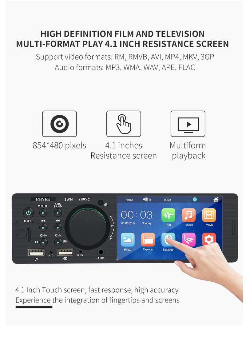 SWM - Car MP5 Player 4 inch Touch Screen Version Dual USB Smart Bluetooth Radio Car Audio - Image 1