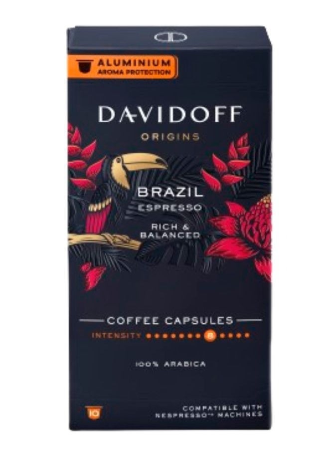 Davidoff Brazil Espresso Rich And Balanced Coffee Capsules 10 Capsules (55g)  - Image 1