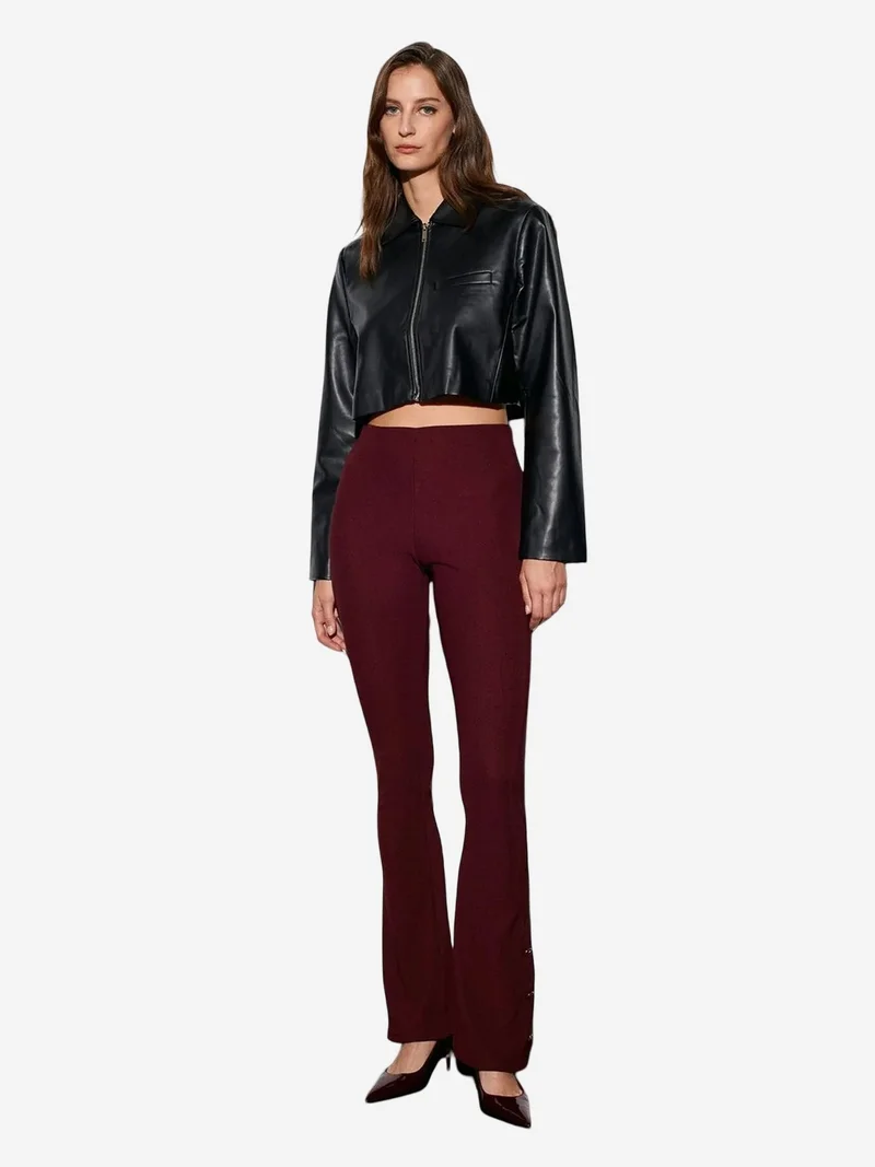 Dilvin DILVIN High-Waist Flare Leggings with Button Detail