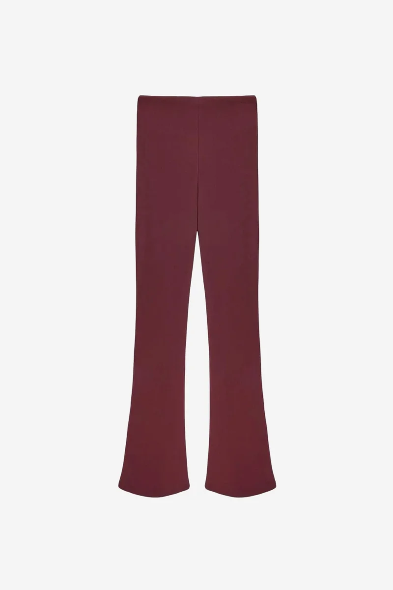 Dilvin Burgundy Red DILVIN High-Waist Flare Leggings with Button Detail for Women | Best Price UAE