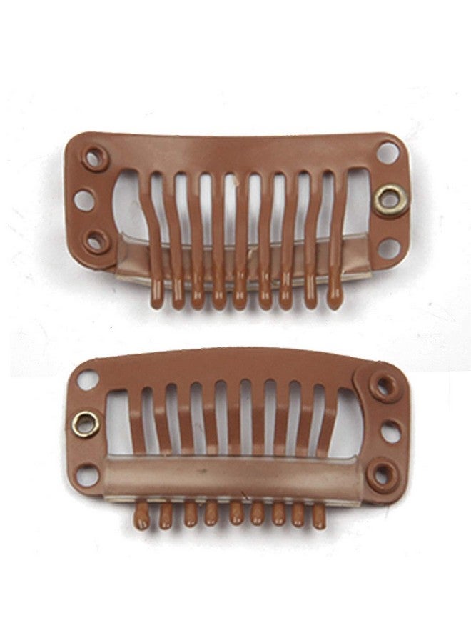 JFFX 20pcs Metal Snap Clips for Hair Extensions DIY Clip in on Hair Extension Wigs 9 Teeth 32mm 1.2g/pc Black Brown Beige Color (Light Brown) - Image 5
