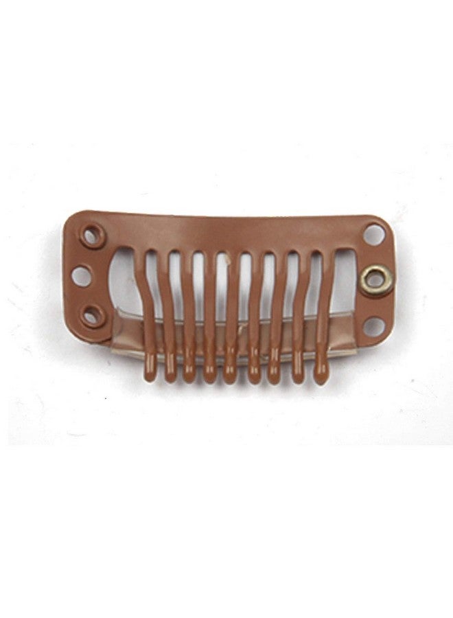 JFFX 20pcs Metal Snap Clips for Hair Extensions DIY Clip in on Hair Extension Wigs 9 Teeth 32mm 1.2g/pc Black Brown Beige Color (Light Brown) - Image 3