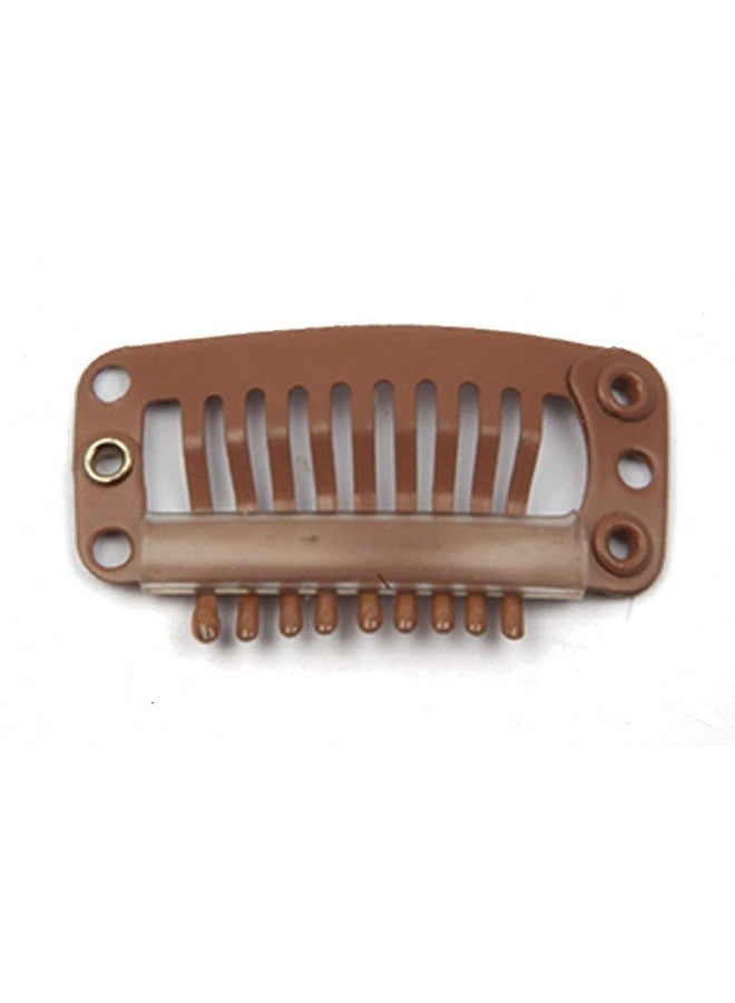 JFFX 20pcs Metal Snap Clips for Hair Extensions DIY Clip in on Hair Extension Wigs 9 Teeth 32mm 1.2g/pc Black Brown Beige Color (Light Brown) - Image 4