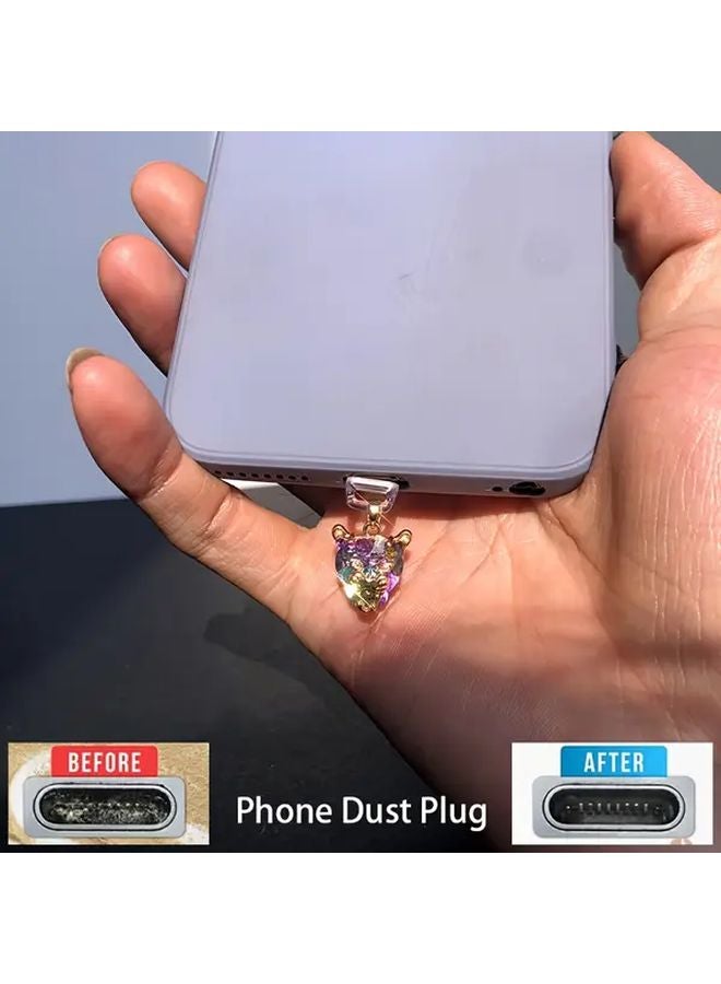 Leopard Head Phone Dust Plug For Type C Port Zirconia Copper Protects Charging Port From Dust - Image 5