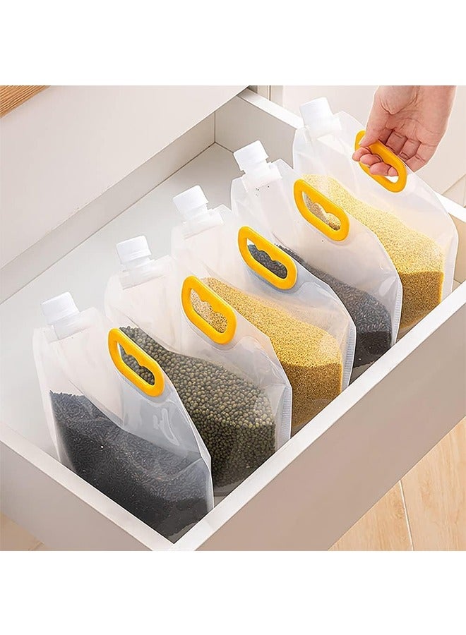 JCB CHIC Multigrain storage bags, grain moisture-proof sealed bag, food storage pouches, airtight packaging baggies, reusable and stand up storage for food, grain, beans, candy, liquid storage, 5pcs (1.5l) - Image 4