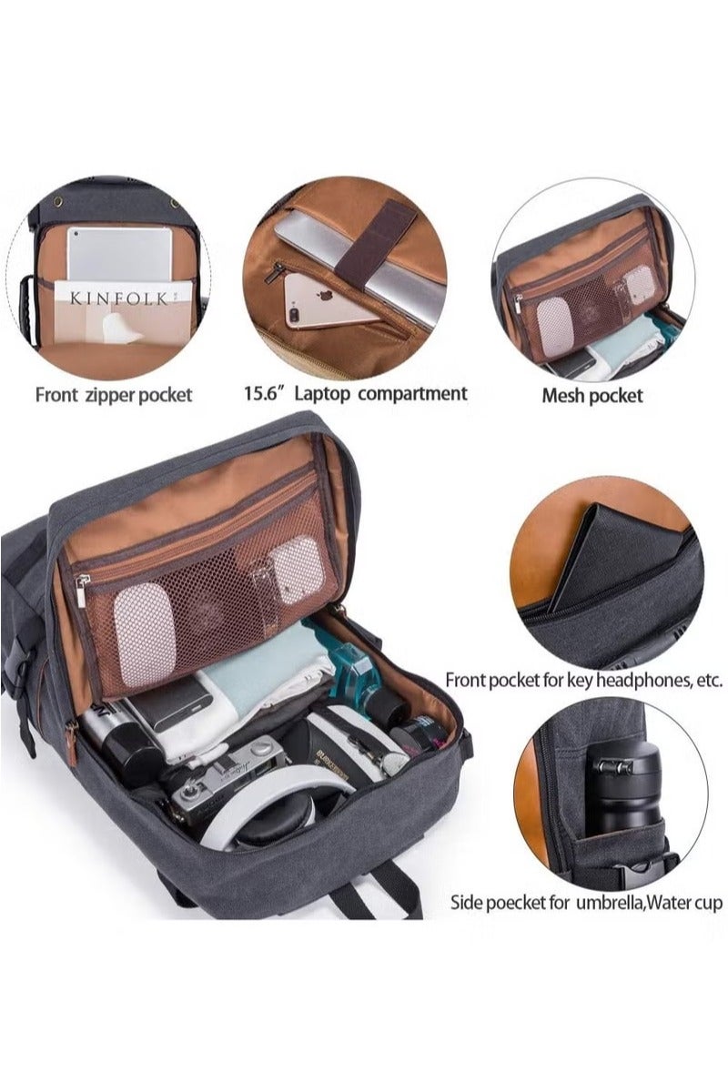 بانجي حقيبة ظهر للسفر متعددة الوظائف بسعة 40 لترًا، حقيبة ظهر متينة ومقاومة للتآكل، حقيبة دافل للسفر (أسود) - Image 3