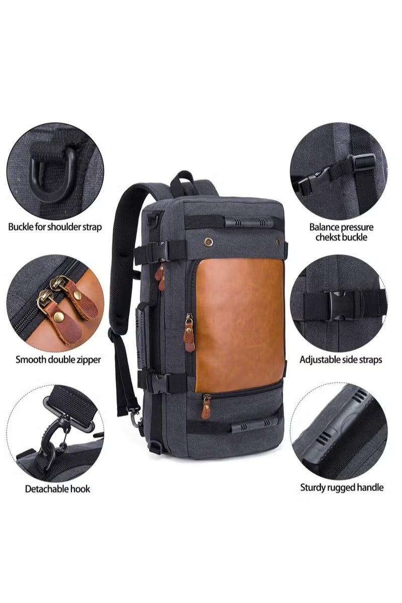 بانجي حقيبة ظهر للسفر متعددة الوظائف بسعة 40 لترًا، حقيبة ظهر متينة ومقاومة للتآكل، حقيبة دافل للسفر (أسود) - Image 4