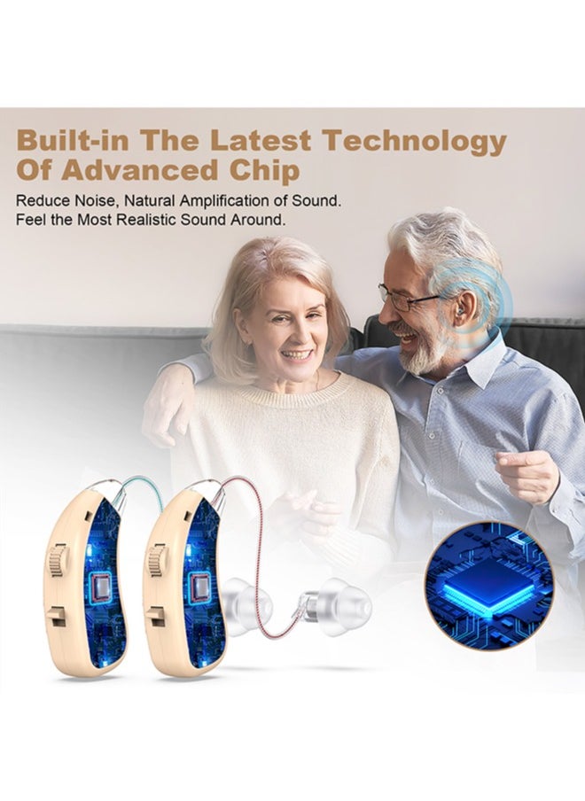 Jccgoo Hearing Aid – Rechargeable Hearing Aids for Seniors' Hearing Loss, Comfortable Fit, 96-Hour Standby, Noise Cancelling, Latest Digital Chip, with Charging Case (Beige)  - Image 5