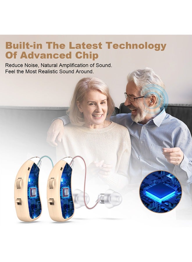 جي سي سي جوو جهاز سمع – أجهزة سمع قابلة لإعادة الشحن لفقدان السمع لدى كبار السن، مريح عند الارتداء، استعداد لمدة 96 ساعة، إلغاء الضوضاء، أحدث شريحة رقمية، مع علبة شحن (بيج) - Image 5