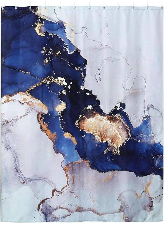 yongsheng - 72 in Boho Shower Curtain Modern Bathtub Curtain Blue Wide Navy Luxury Abstract Fabric Shower Curtain Modern Blue and Gold Art Painting Bathroom - Image 1