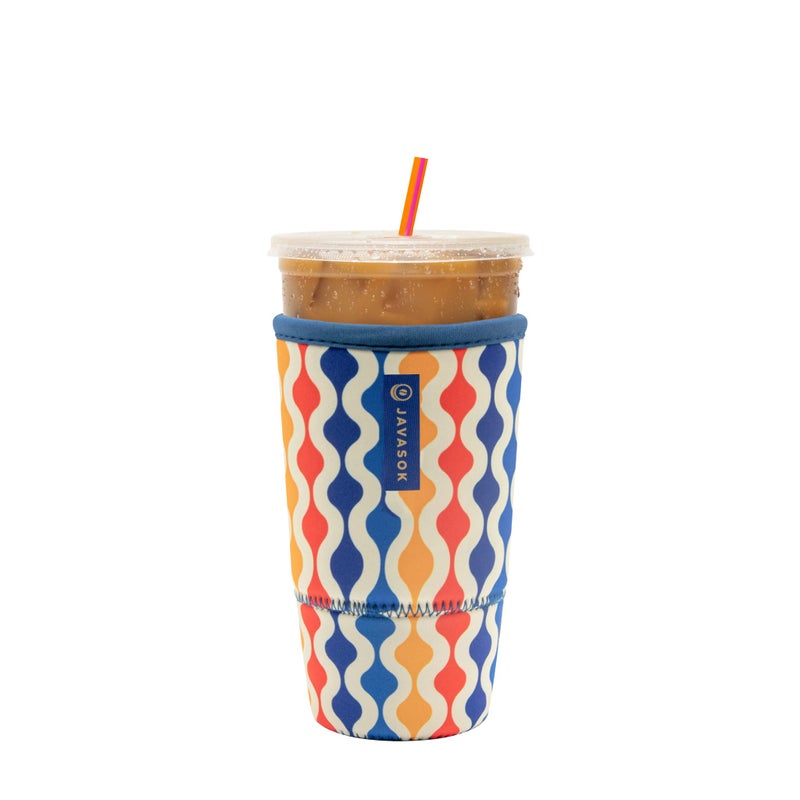 Sok It Java Sok Iced Coffee & Cold Soda Insulated Neoprene Cup Sleeve (Retro Stripes  XXLarge: 44-48oz) - Image 1