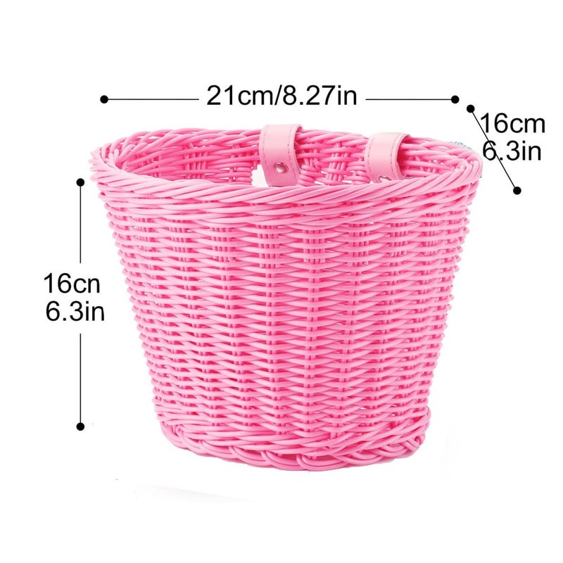 Srutirbo Bike Basket Kid Bicycle Basket Bike Accessories, 1pc Bicycle Bell with Stickers, 1pc Kid Bicycle Front Basket and 1pairs Colorful Ribbons Tassels Decoration for Girl Boy (Pink) - Image 4