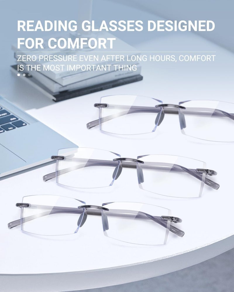 TERAISE Rimless Reading Glasses Comfortable Lightweight Frameless Reader 3 Pack Men and Women Blue Light Blocking Computer Eyeglasses(1.5X) - Image 2