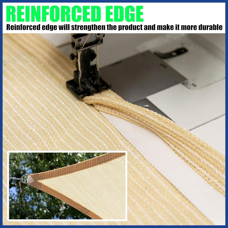10' x 20' Blue Sun Shade Sail Rectangle Canopy Fabric Cloth Screen smTAPR1020, Water and Air Permeable & UV Resistant, Heavy Duty, Carport Patio Outdoor - (We Customize Size) - Image 5