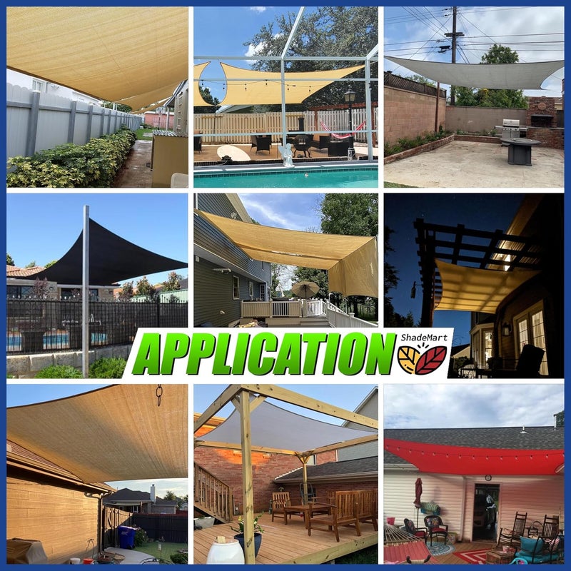 10' x 20' Blue Sun Shade Sail Rectangle Canopy Fabric Cloth Screen smTAPR1020, Water and Air Permeable & UV Resistant, Heavy Duty, Carport Patio Outdoor - (We Customize Size) - Image 4