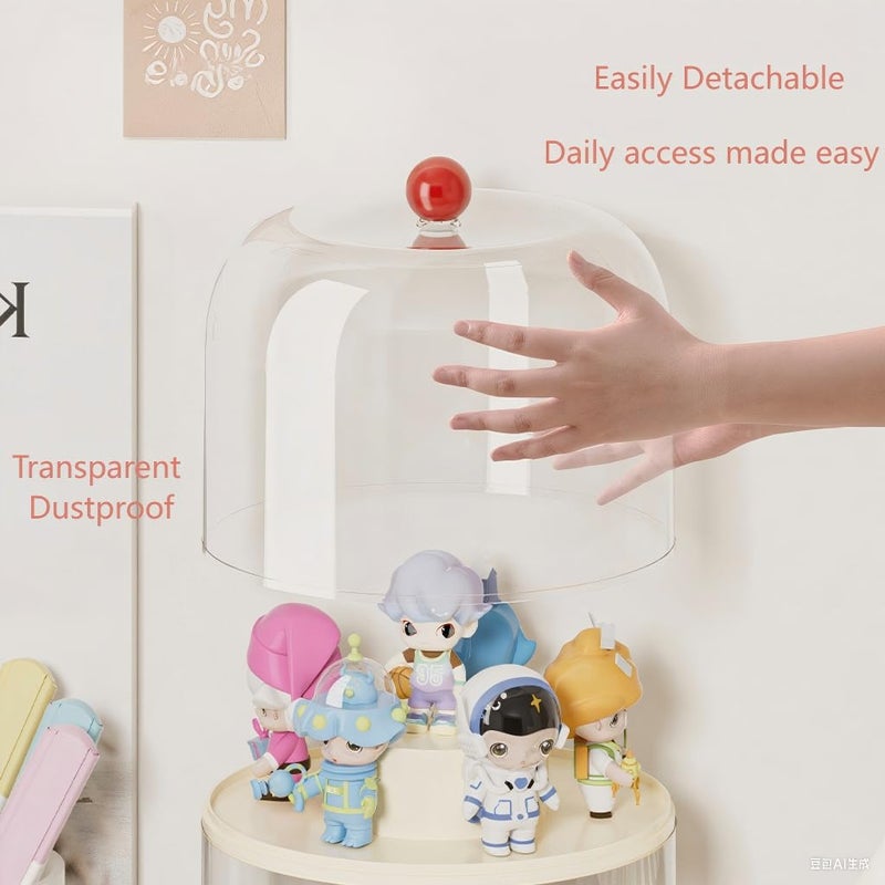 KHNR Rotating Display Case - 360Â° Clear Acrylic Display Case with Cover Lid,3 Tiers Stackable Figurine Display Shelf,Display Blind Box for Collectibles,Doll,Figures - Image 3