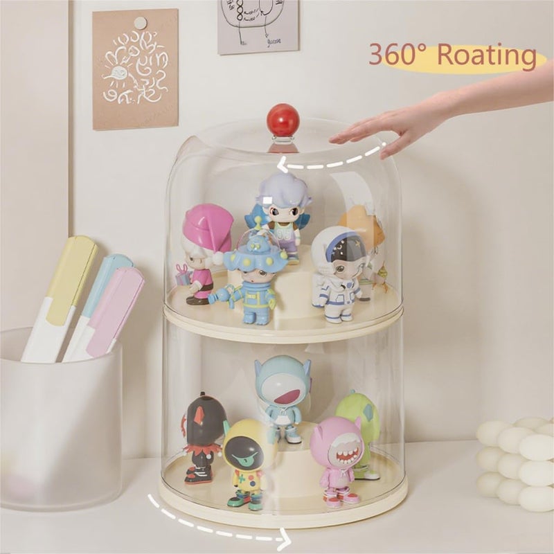 KHNR Rotating Display Case - 360Â° Clear Acrylic Display Case with Cover Lid,3 Tiers Stackable Figurine Display Shelf,Display Blind Box for Collectibles,Doll,Figures - Image 2