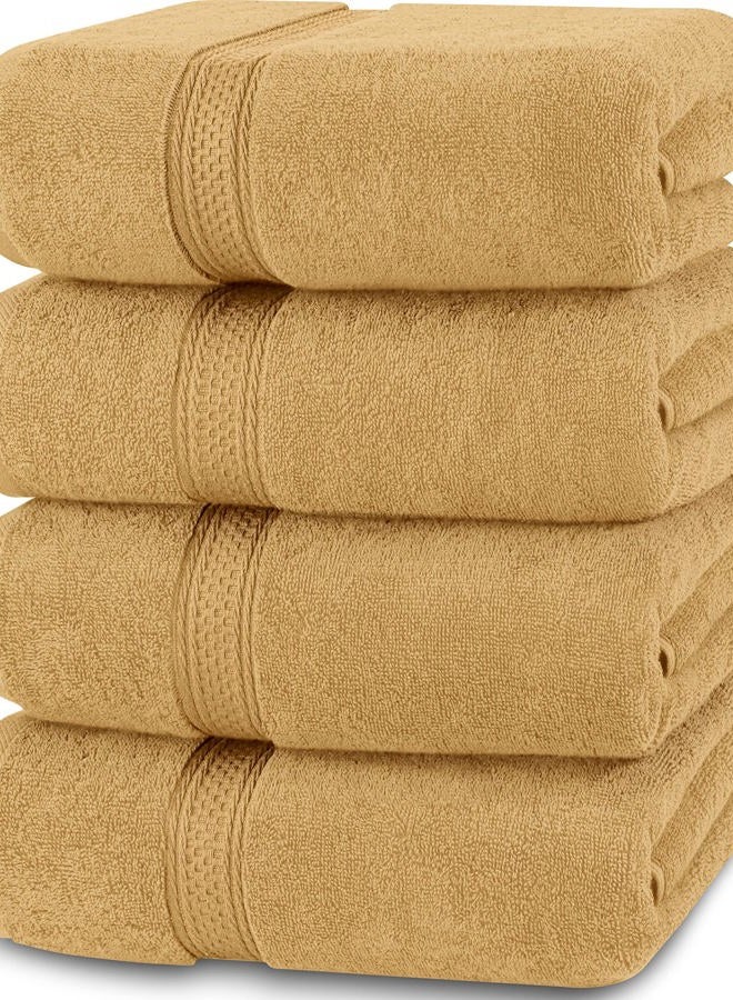 Utopia Towels 4 Pack Premium Bath Towels Set, 27 by 54 Inches, 100% Ring Spun Cotton 600GSM, Lightweight and Highly Absorbent Quick Drying Towels, Perfect for Daily Use, Beige - Image 1