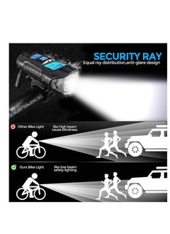 Y&D Bike Light, USB Rechargeable LED Front Light & Tail IPX5 Waterproof,4 Lighting Modes Super Bright, Speedometer Bicycle with Horn, LCD Display, Fits All-Mountain Road  - Image 4