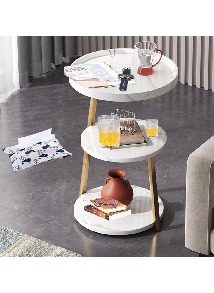 Round Side Table with 3-Tier Storage Shelf – Metal Small Coffee Table for Living Room & Bedroom, Modern Bedside Table with Functional Storage - Image 3