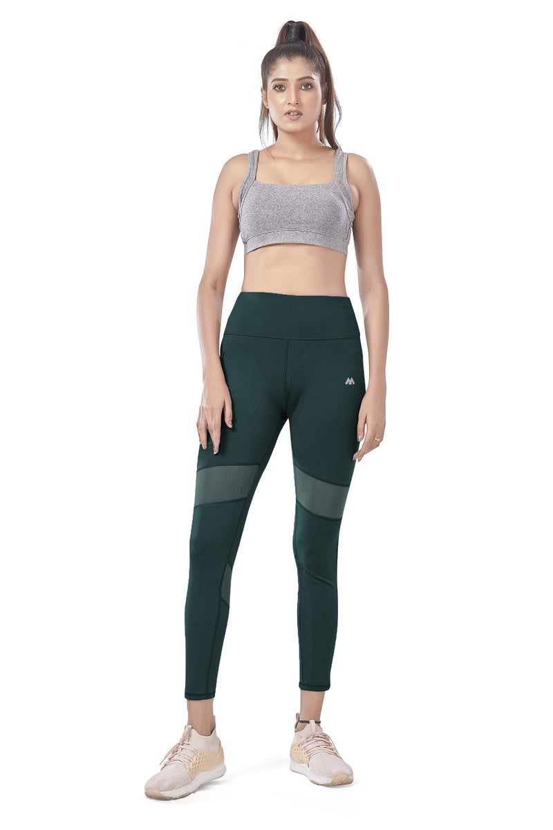 Mehrang Women Active Yoga Pants Gym High Waist High Rise With Pocket, Tummy Control, Workout Pants 4 Way Stretch Yoga Leggings (XL, Dark Green) - Image 5