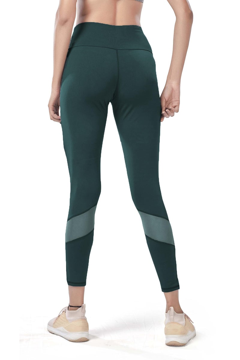Mehrang Women Active Yoga Pants Gym High Waist High Rise With Pocket, Tummy Control, Workout Pants 4 Way Stretch Yoga Leggings (XL, Dark Green) - Image 2