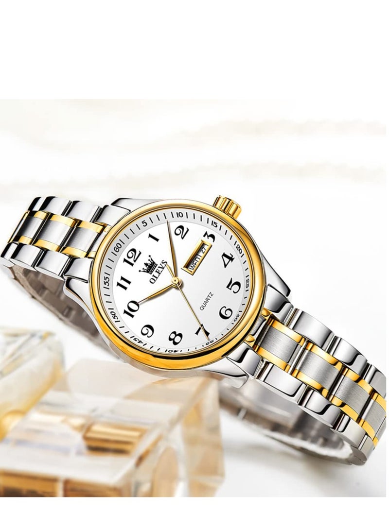 OLEVS Women's Watch Stainless Steel Waterproof Analog Large Easy-to-Read Date Ladies Watch - Image 2