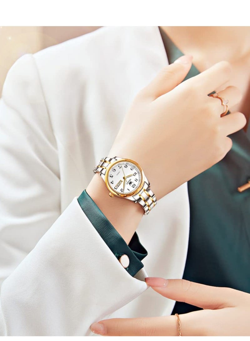 OLEVS Women's Watch Stainless Steel Waterproof Analog Large Easy-to-Read Date Ladies Watch - Image 4