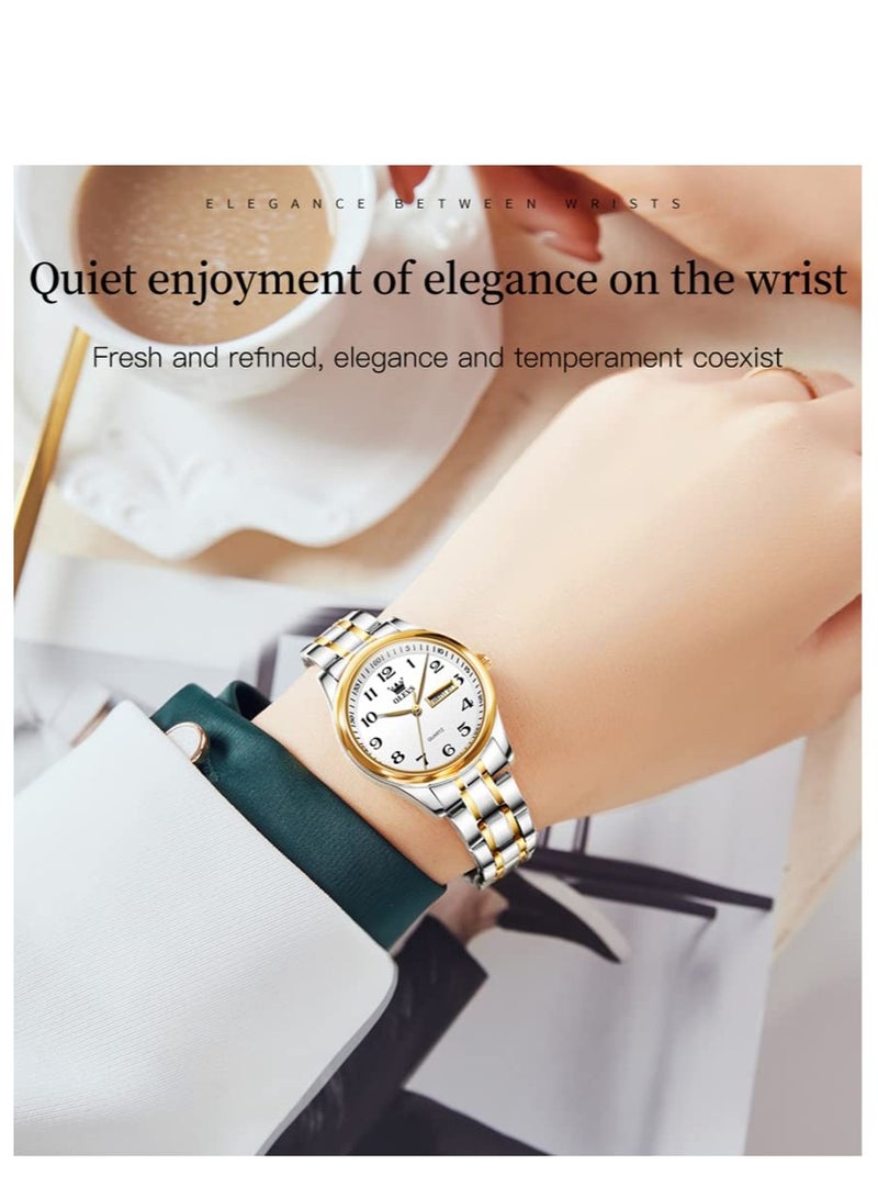 OLEVS Women's Watch Stainless Steel Waterproof Analog Large Easy-to-Read Date Ladies Watch - Image 5