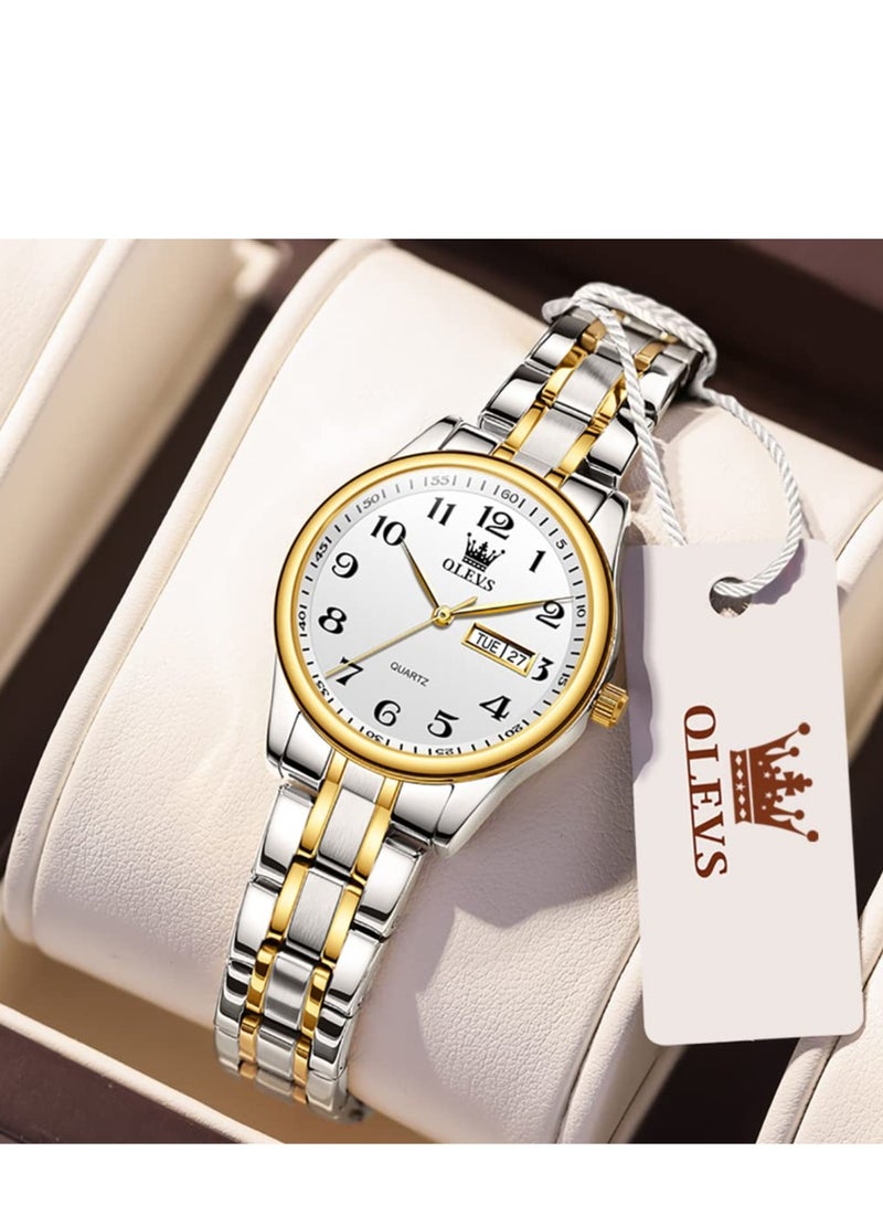OLEVS Women's Watch Stainless Steel Waterproof Analog Large Easy-to-Read Date Ladies Watch - Image 1