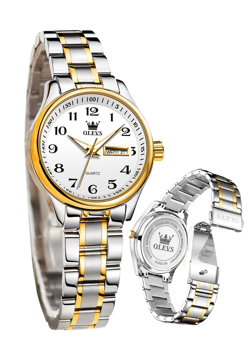 OLEVS Women's Watch Stainless Steel Waterproof Analog Large Easy-to-Read Date Ladies Watch - Image 3