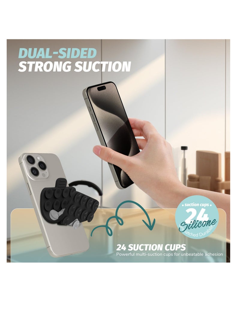 2 Pack Two-Color Double Sided Silicone Suction, Hands-Free Strong Grip Holder, Non Slip Sticky Phone Grip, Suitable for All Cellphones, Tiktok Videos  Selfies (Black and Light Gray) - Image 2