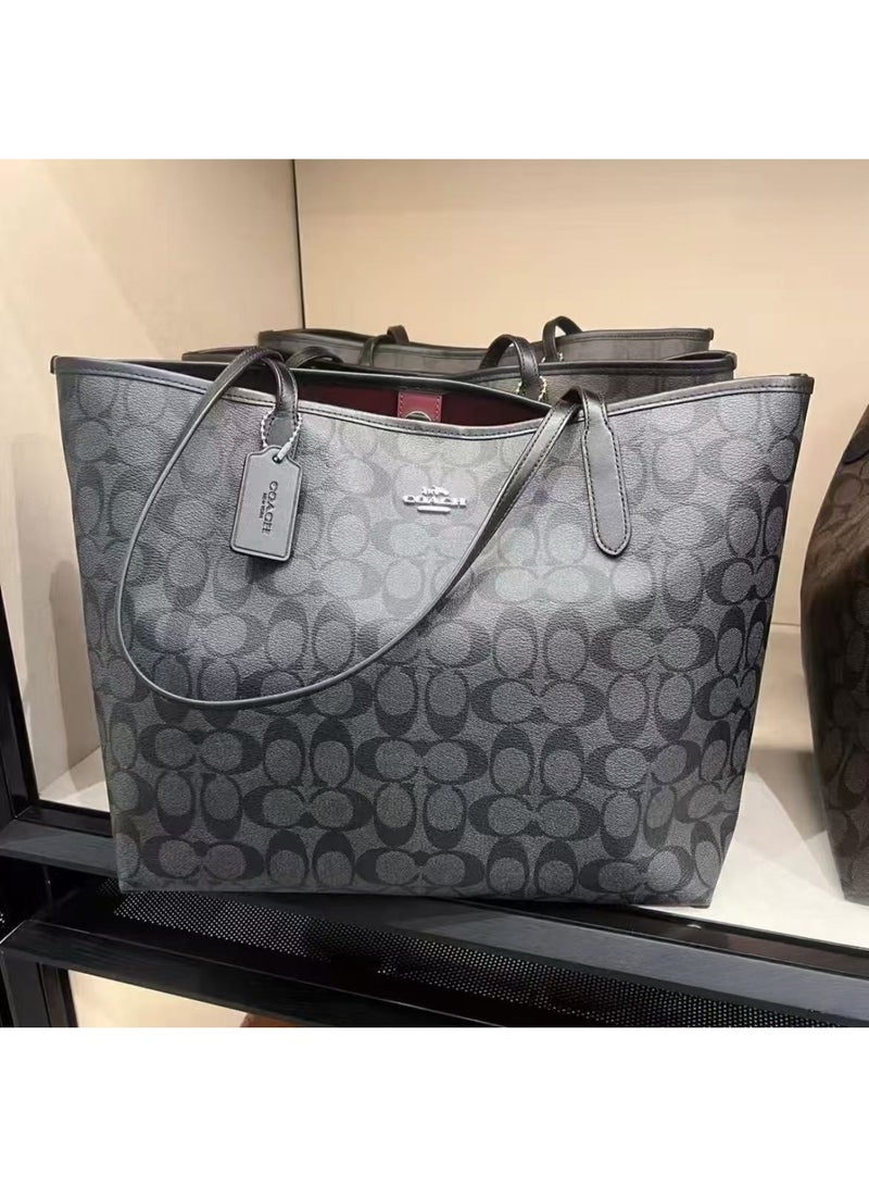 coachoutlet Coach City Tote Bag In Signature Canvas Women's Fashion Versatile Large Capacity Large Size Handheld Shoulder Bag Tote Bag - Image 1