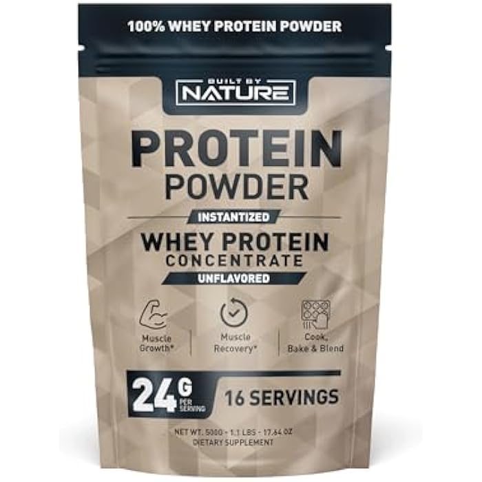 Built by Nature Unflavored Protein Powder - Instantized Whey Protein Concentrate - 1.1 Lb, 16 Servings - Image 1