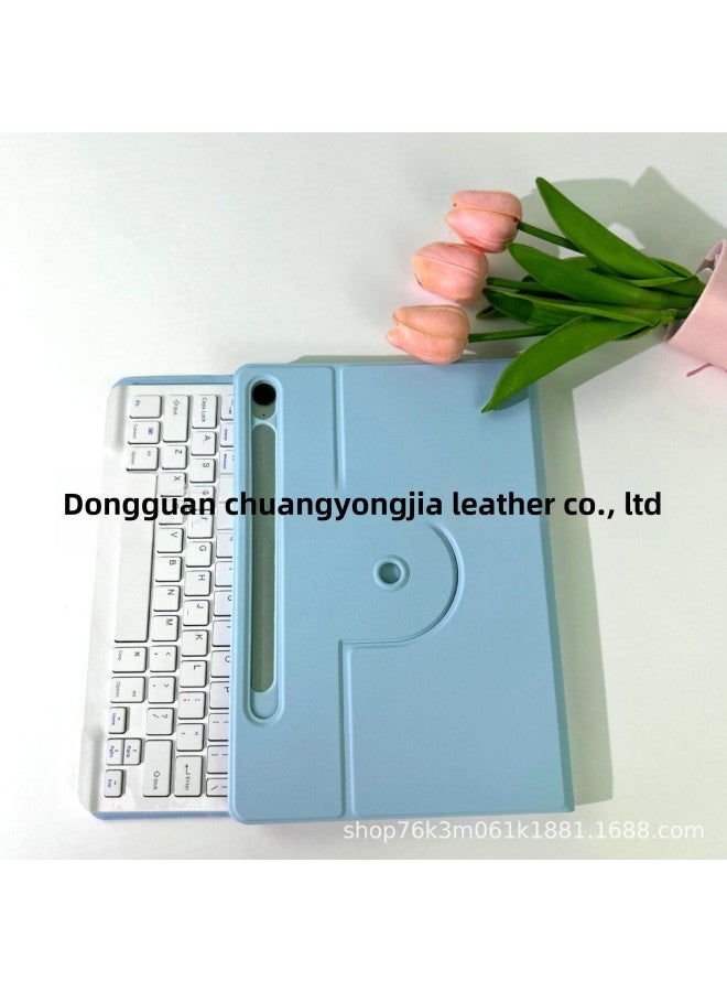 For Samsung Galaxy Tablet S9FE Computer Case A9 Rotating Pen Slot 11 Keyboard A8 Soft Case TPU-Color:Glacier Blue  Lower Pen Tray-Applicable Models:Galaxy Taba9+ 11inch - Image 1