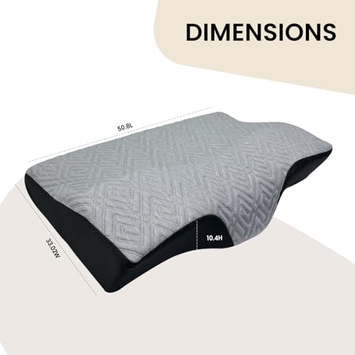 Sleepsia Memory Foam Pillow | 1 Year Warranty | Cervical Pillow for Neck Pain, Orthopedic Pillow for Neck Pain with Extra Curve Neck Support for Sleeping Side & Back Sleepers (Grey/Black) - Image 2