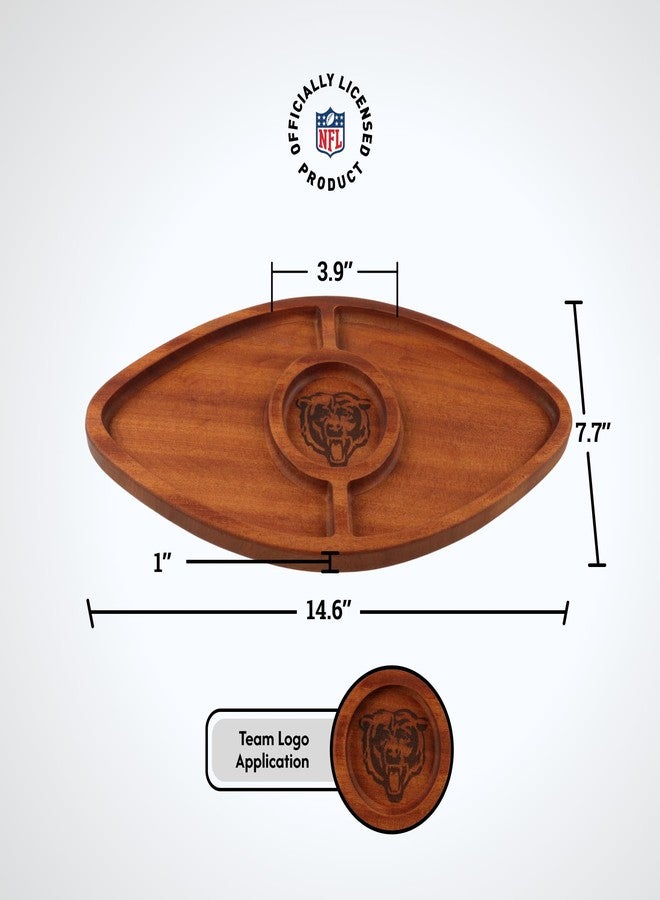 The Memory Company Officially Licensed Acacia Football with Round Center Serving Board, Chicago Bears - Image 2