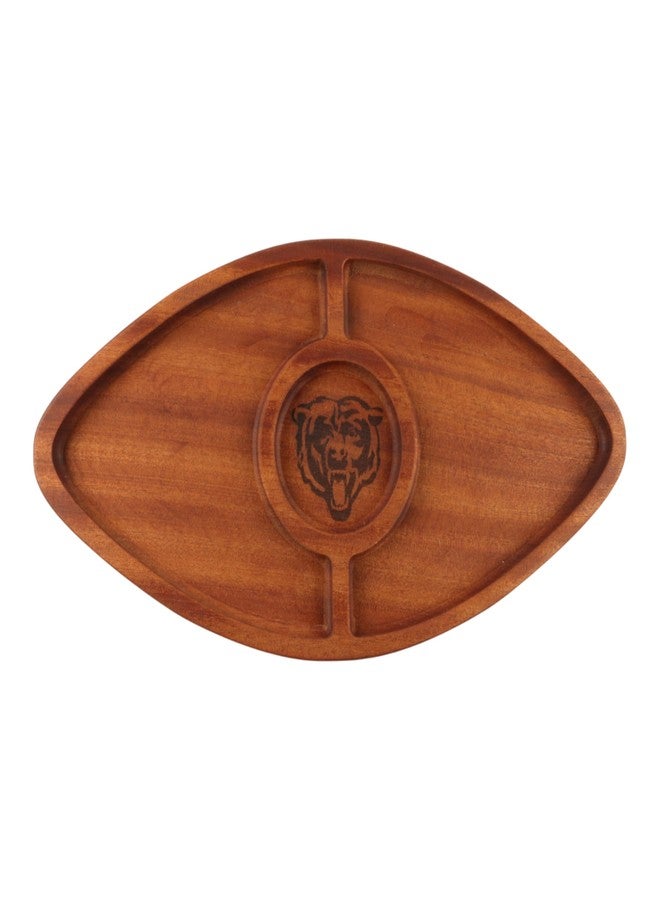 The Memory Company Officially Licensed Acacia Football with Round Center Serving Board, Chicago Bears - Image 1