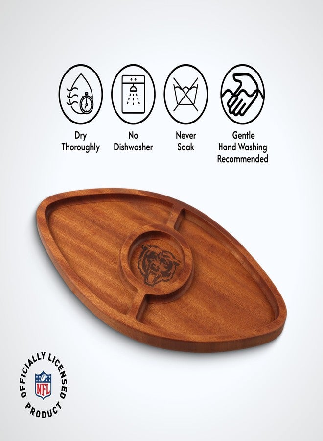 The Memory Company Officially Licensed Acacia Football with Round Center Serving Board, Chicago Bears - Image 4
