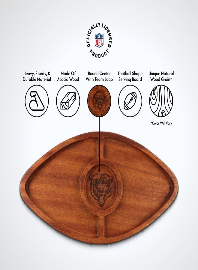 The Memory Company Officially Licensed Acacia Football with Round Center Serving Board, Chicago Bears - Image 3