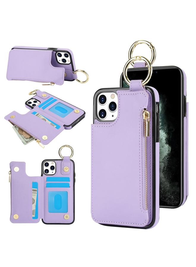 Zaboon Case For iPhone 11 Pro RFlD Anti-theft Double Buckle Ring Zipper Card Phone Case - Image 1