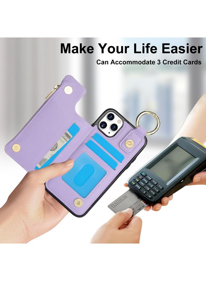 Zaboon Case For iPhone 11 Pro RFlD Anti-theft Double Buckle Ring Zipper Card Phone Case - Image 5