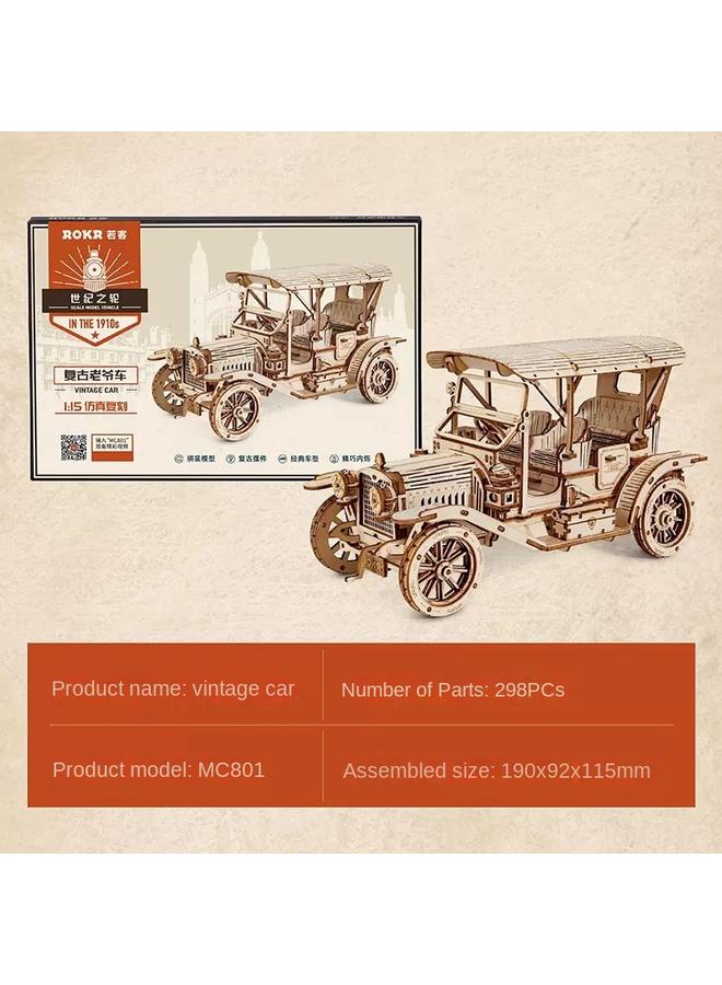 Bluejw Ruostate Ruoke 3D Three-dimensional Puzzle Creative Wooden Vintage Classic Car Diy Handmade Desktop Decoration Gift - Image 1