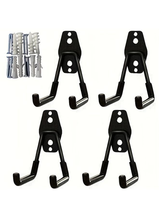 4 قطع خطافات جاراج حائطية كونية سوداء داكنة صغيرة الحجم متينة للاستخدام الشاق - Image 1