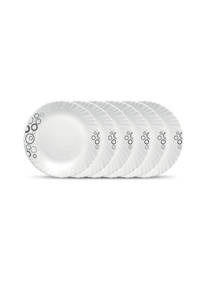 Diva La Opala Diva Classique Collection Opal Glass Crockery | Full Plate Set of 6 | Misty Drops Design | for dining & gifting | Microwave Safe | 100% Vegetarian | Extra Strong | Super Light & White - Image 1