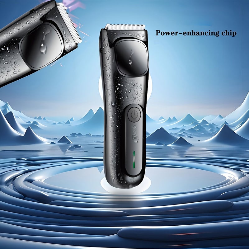 هزاز الشعر للجسم للرجال باللون الأسود مع شفرة سيراميك ومشطين توجيه، قابل للشحن عبر USB - Image 2