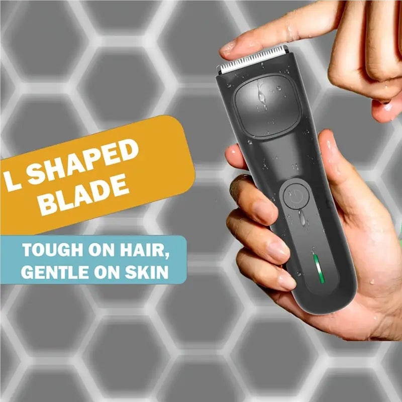 هزاز الشعر للجسم للرجال باللون الأسود مع شفرة سيراميك ومشطين توجيه، قابل للشحن عبر USB - Image 3