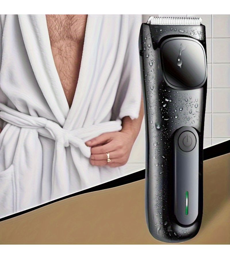 هزاز الشعر للجسم للرجال باللون الأسود مع شفرة سيراميك ومشطين توجيه، قابل للشحن عبر USB - Image 1