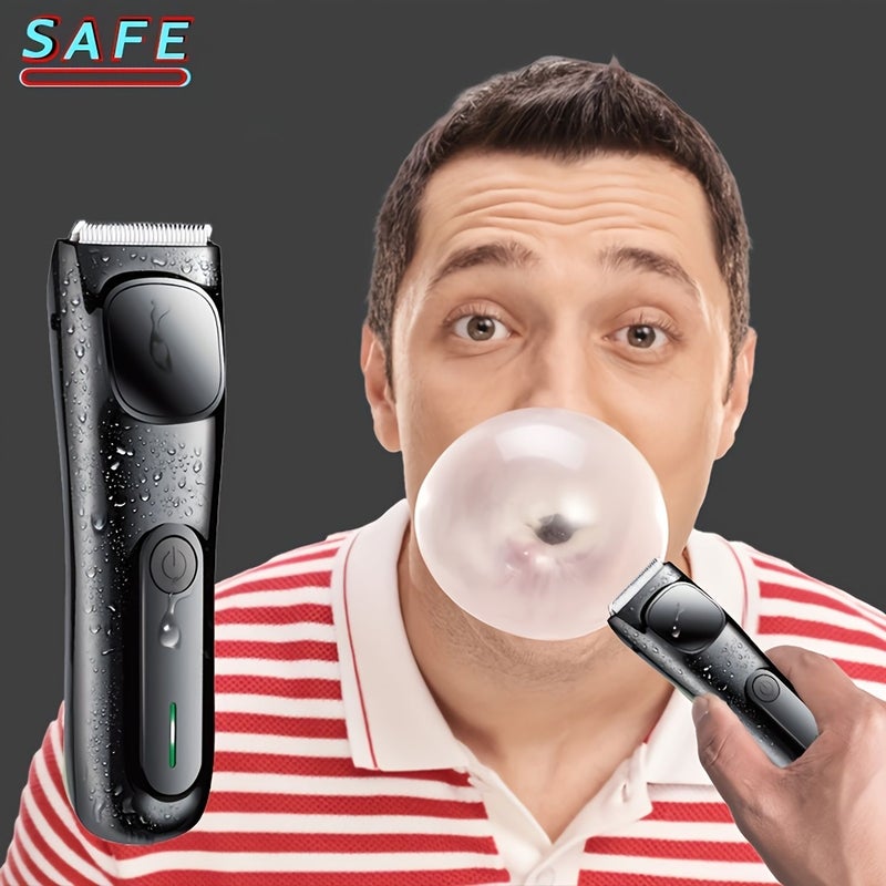 هزاز الشعر للجسم للرجال باللون الأسود مع شفرة سيراميك ومشطين توجيه، قابل للشحن عبر USB - Image 5
